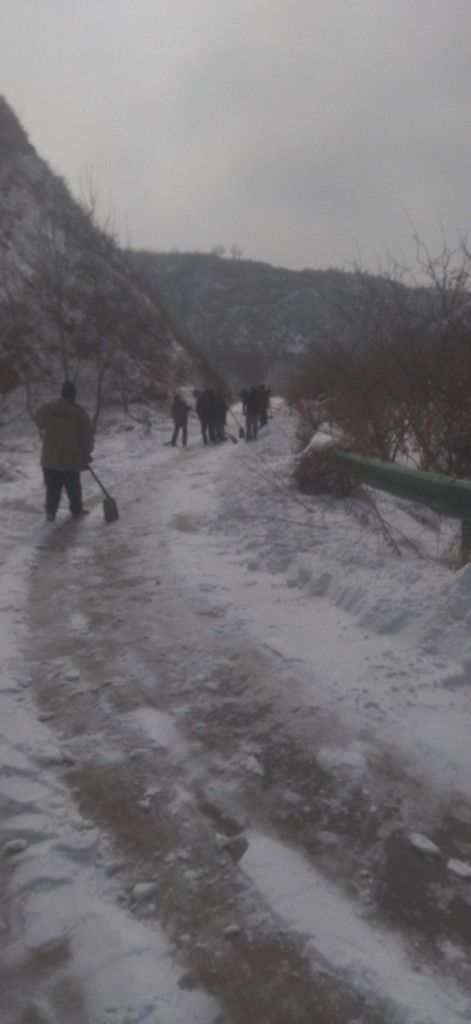 陈峪村志愿服务队清理路面积雪